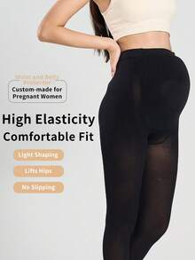 1pc High Elastic Soft Black Maternity Tights, Adjustable Belly Support Design, Suitable For All Pregnancy Stages, Daily Wear And Winter Boot Styling - Multicolor - View 6