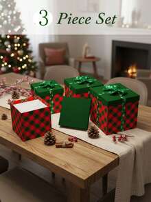 Set di decorazioni natalizie in tre pezzi, confezione regalo per la vigilia di Natale, ornamenti/accessori, decorazioni per l'albero di Natale e centrotavola per il camino, in stile rustico e moderno, ideali per la tavola delle feste, confezione regalo pronta per calze natalizie, decorazioni stagionali da regalare per raduni familiari, feste natalizie, celebrazioni dell'Avvento e vetrine invernali