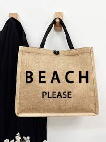 这款大容量亚麻手提袋印有“Beach Please”字样和棕榈树图案，是一款便携且容量大的购物袋。配有亚麻手柄，实用且个性化，是旅行、购物、度假、返校、聚会等场合的理想礼物之选——也是母亲节的绝佳礼物选择。 - 彩色 - 查看 2