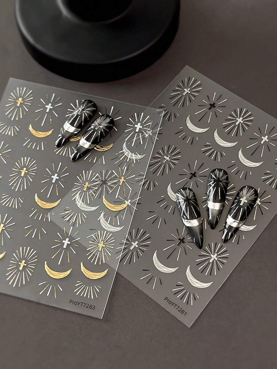 1pc Luxury Gold Bronzing Cross Nail Stickers Jewelry New Craft Light Decorative Stickers Nails - Dusty Pink - View 1