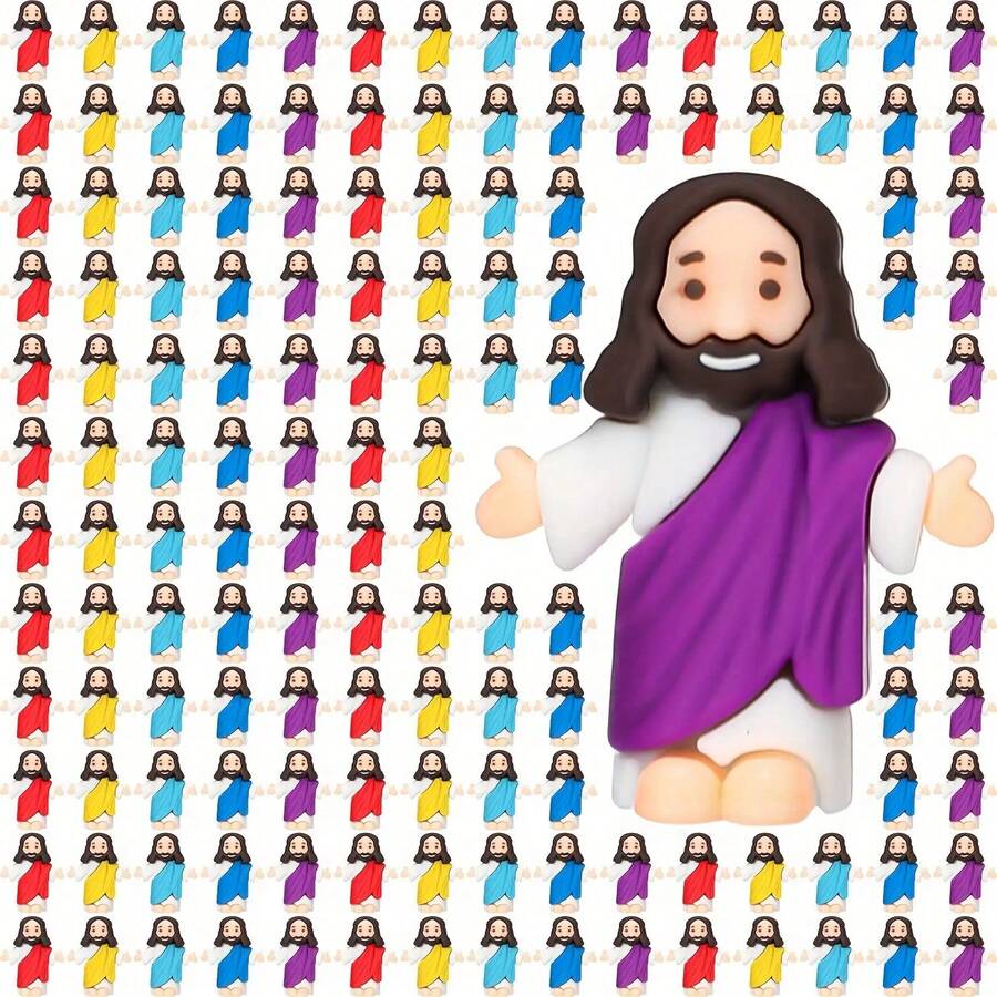 10/30/50/100/200 Mini Jesus Multicolor Set, Christian Holiday Decoration, Jesus Challenge Party Props, Creative Social Game Gifts, Church Party Fun Supplies - Trộn màu - Xem 1