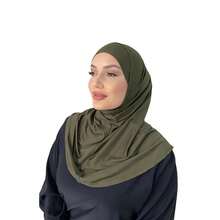 Two Pieces Hijab, Amira Hijab, Instant Hijab Scarf For Women, Practical Amira Jersey Hijab, Women Muslim Instant Hijab,A11Khaki - A11Khaki - Xem 3