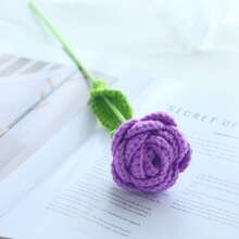 1/3/6/10pcs Handmade Crochet Rose Bouquet, Decorative Flowers, Artificial Flowers, Handmade Flowers, Yarn Flowers. Bridal Bouquet, Her Gift, Mother's Gift, Teacher's Gift, Creative Gift. Suitable For Home Decor In Restaurant, Living Room, Bedroom, Wedding, Party, And Outdoor Decoration. Ideal For Spring/Summer Decor, Christmas, New Year, Valentine's Day, Thanksgiving, Back To School, Wedding, Birthday And Other Holidays - Purple - View 5