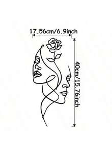 3 Sizes Available! Metal Minimalist Abstract Female Wall Decor, Line Art Wall Decoration, Female Home Hanging Ornament, Suitable For Bathroom And Living Room - Black - View 14
