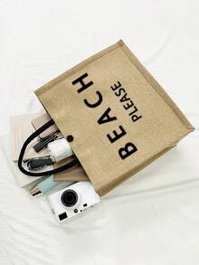 这款大容量亚麻手提袋印有“Beach Please”字样和棕榈树图案，是一款便携且容量大的购物袋。配有亚麻手柄，实用且个性化，是旅行、购物、度假、返校、聚会等场合的理想礼物之选——也是母亲节的绝佳礼物选择。 - 彩色 - 查看 7