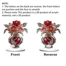 Enfeite de mesa em formato de rosa para o Dia dos Namorados (1 unidade), com design de cisne e rosa vermelha, ideal para decoração de mesa de escritório, presente para o Dia dos Namorados/Dia das Mães, feito de acrílico 2D. - Multicolorido - Ver 11