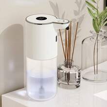 DONASIRA Dispensador de sabonete automático sem toque (1 unidade), design branco moderno, 6 níveis ajustáveis, alimentado por bateria recarregável via USB, dispensador de líquido sem contato, capacidade de 380 ml para cozinha e banheiro. - garrafa transparente branca - Ver 3