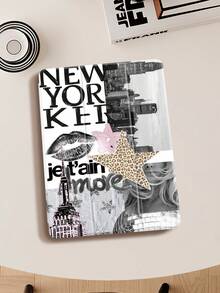 New York City Scenery Pattern Protective Case, Compatible With IPad Air 4/5 (10.9 Inch), IPad 7/8/9 (10.2 Inch), Built-In Pencil Slot, Compatible With Samsung Tab S6 (10.4 Inch), Tab A7 Lite (8.7 Inch), Ins Style Leather Protective Cover, Back To School, Valentine's Day, New Year Gift - Multicolor - View 8