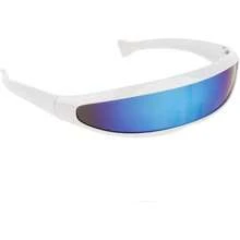 JDD Novedad Futurista anteojos de sol con espejo monobloque, traje azul - 1 - Ver 6