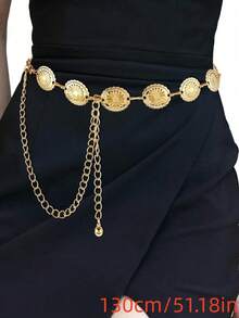 1 szt. Duży damski eliptyczny łańcuszek w talii z nadrukiem w stylu vintage. Nadaje się do codziennej dekoracji odzieży. Można go używać do dojazdów do pracy, na festiwale, imprezy i wesela.