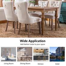 4 Piece Set Velvet Upholstered Dining Chairs, Wingback Side Chairs Button Tufted With Solid Wood Legs For Kitchen,Dining Room. - Beige - View 11