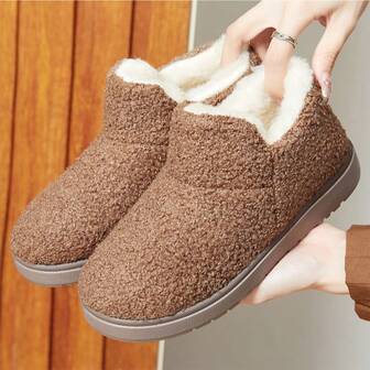 2025 Vinter Nya Dam Vinterskor, Plyschfoder, Tjocka Varma, Mjuka Sulor, Halkfria, Slip-On Pälsskor