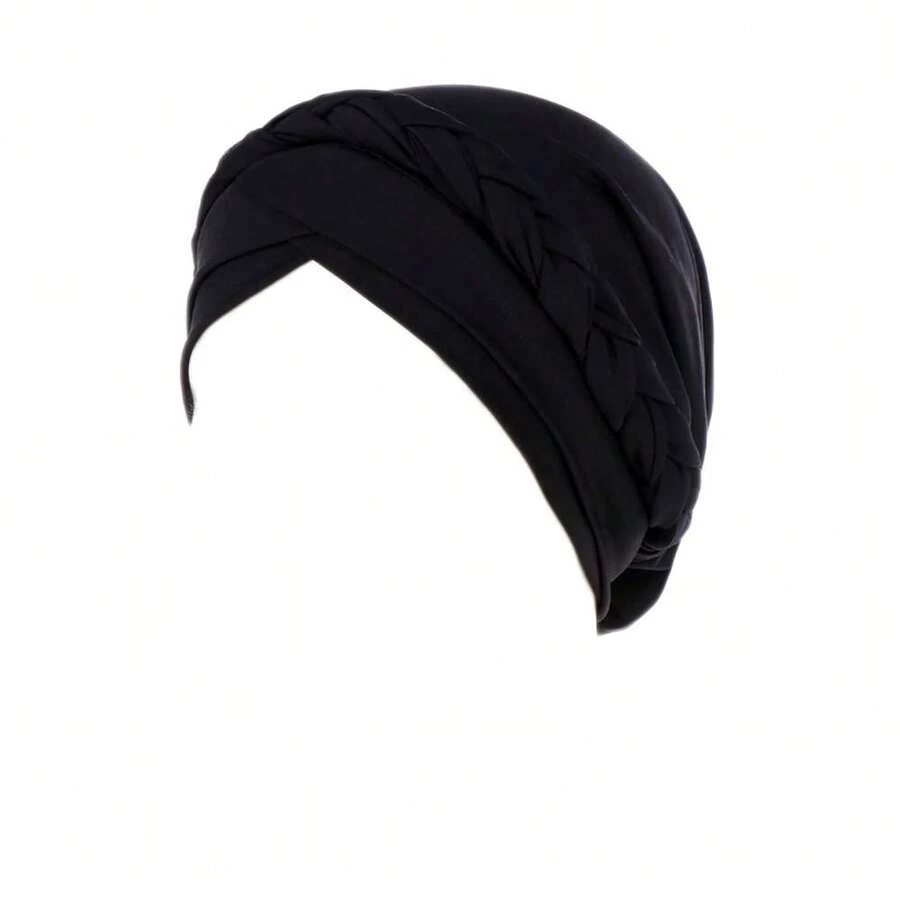 Cancer Chemo Beanies Bandana Headwrap Cap Satin Bonnet Head Scarf Hijab Braid Silky Turban Hats For Women,Black - Black - 查看 1