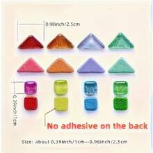 100g/3.53oz Shiny Glass Mosaic Tiles - Asymmetrical Shapes (Triangle, Square, Round) In Turquoise Blue, Sapphire Blue, Purple, Red And Other Colors | 0.16 Inch Thick, DIY Crafts, Home Decor, Wall And Floor Art Mosaic