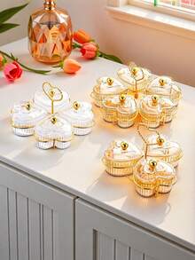 1pc Heart-Shaped Compartment Snack Plate, Dessert Dish, Fruit Tray For Living Room Coffee Table, Modern Candy Dish, Nut Dish, Fruit Plate, Dry Fruit Storage Box - Multicolor - View 12