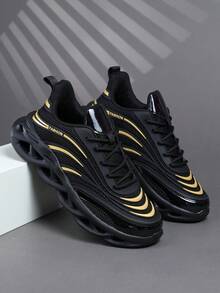 Low Top Men's Sports Shoes Sneakers Men Casual Running Shoes Jogging Shoes Male Walking Shoes Fashionable Omder Gradient Footwear Tennis Streetwear - Gold - View 5