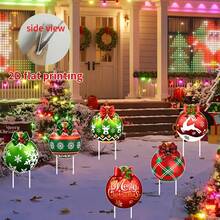 6 Peças Bolas de Natal para Decoração de Quintal Externo, Adequado para Superfícies Planas 2D, Acompanha 12 Estacas de Plástico, Decoração de Natal Externa, Estacas de Bola de Plástico de Natal Festivas para Quintal, Pátio, Gramado - Decorações de Feriados Externos