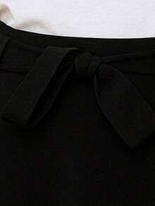 Tailored Midi A-Line Skirt With Belt - 黑色 - 查看 2