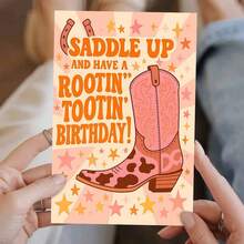 بطاقة تهنئة جذابة بتصميم حذاء كاوبوي مع ظرف (11 سم * 16 سم) - "تمنيات عيد ميلاد مرحة" تصميم مشهد غربي مع حذاء كاوبوي والنجوم، مثالية للعائلة والأصدقاء، مناسبة لاحتفالات عيد الميلاد، بطاقة تهنئة عيد ميلاد | بطاقة ذات موضوع غربي | بطاقة ترحيب ورقية