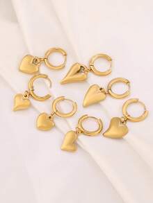 3 piezas de encantos de acero inoxidable con forma de corazón para hacer joyas DIY, hallazgos, aretes, pulseras, collares, decoración colgante - colgante - Ver 4