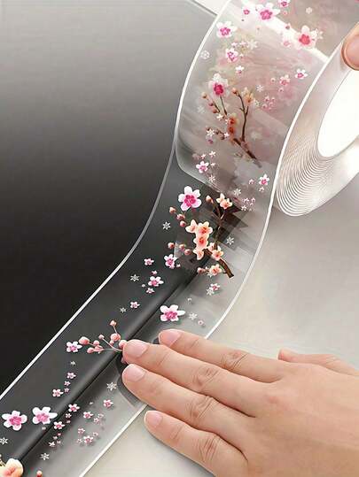 1 pieza de cinta adhesiva transparente impresa, anti-moho, impermeable y a prueba de fugas. Se utiliza para sellar grietas en encimeras de cocina, baños, inodoros, esquinas de paredes y líneas de cintura. Es adecuada para usar en baños, comedores, oficinas y otros lugares.