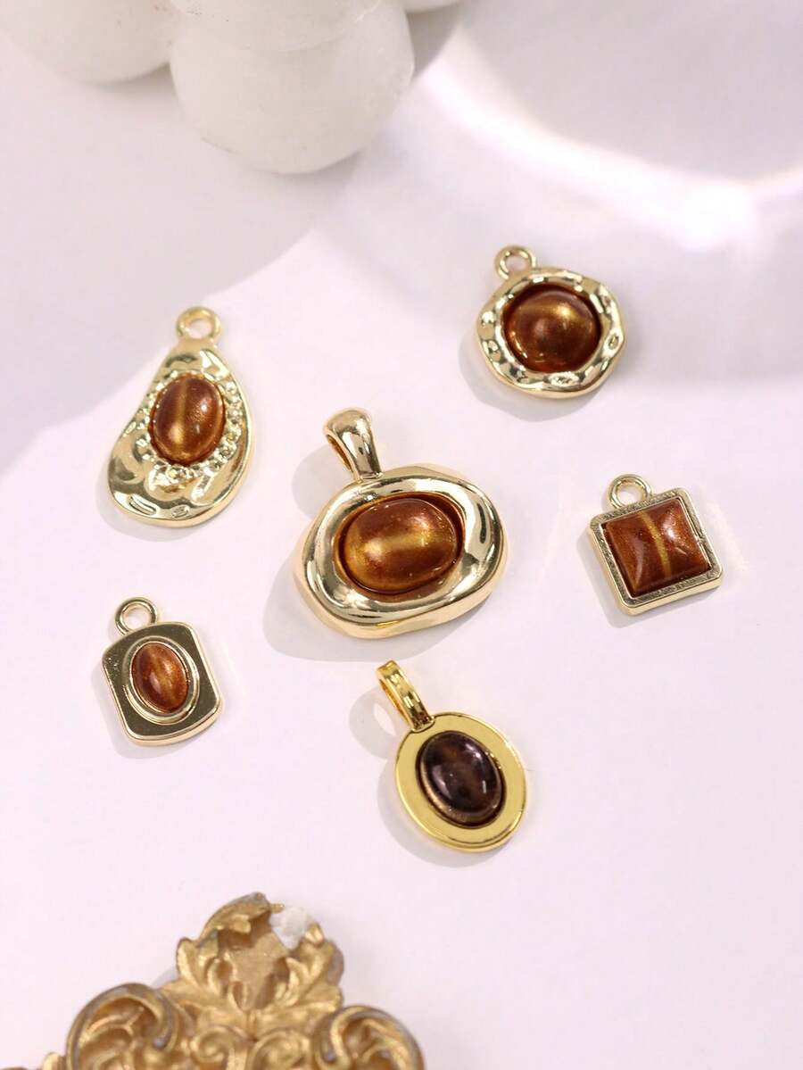 6pcs/Set Vintage Chic Delicate Minimalist Gold Geometric Handmade Earrings & Necklace Jewelry Set - Multicolor - View 1