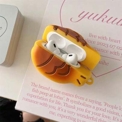 For 1AirPods 4 3 2 1 Pro Pro2 Earphone Case 3D Taiyaki Cartoon Silicone Protective Headphone Box With Pendant Cover