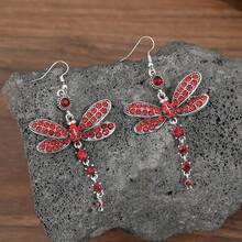 1 Pair Vintage Rhinestone Dragonfly Patchwork Earrings, Suitable For Daily Wear - Multicolor - View 3