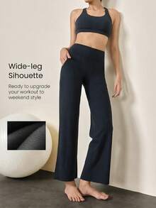 3PCS Yoga Pants Women Wide Leg Pants With Pockets/Casual All-Match Versatile Daily Wear Waist Straight Leg Sweatpants, Autumn/Winter Fall - 3PCS (Black + Gray + Khaki) - 查看 2
