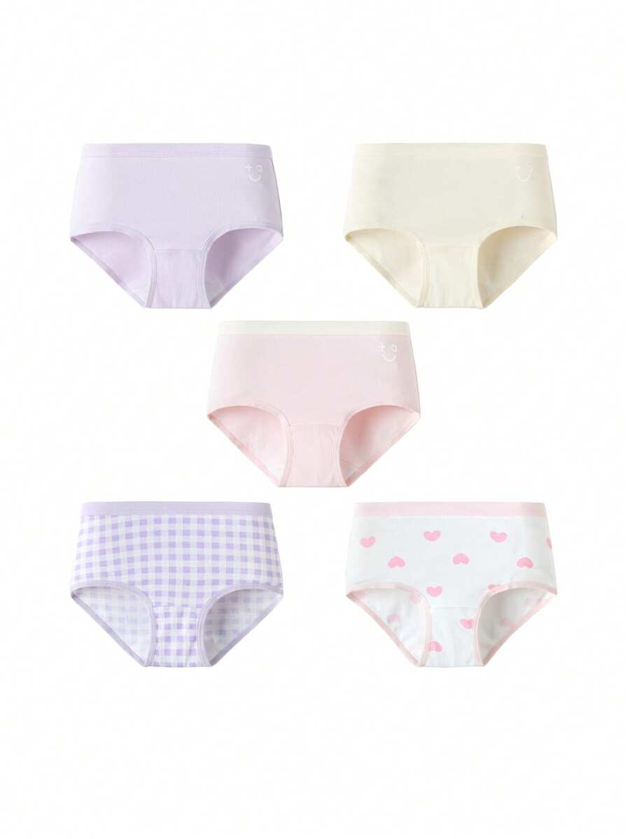 Balabala Young Girls Elastic  Underwear 5 Packs - Red Purple - View 1