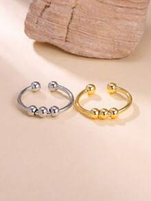 1 chiếc nhẫn hạt xoay tối giản dành cho nữ, nhẫn vàng, nhẫn đồng, nhẫn giảm lo âu, nhẫn điều chỉnh độ mở, phụ kiện nữ, trang sức quyến rũ đeo hàng ngày, quà tặng cho bạn bè - Nhẫn hạt xoắn - Xem 12