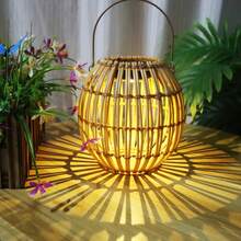 1pc Solar Rattan Hanging Light, Bohemian Style LED Bulb Hanging/Standing Solar Lamp, Outdoor Solar Light, Handwoven Rattan Suitable For Patio, Garden, Balcony Decor, Gift For All Occasions - Multicolor - View 14