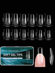550pcs Matte Soft Gel Nail Stickers, Coffin Shape Full Coverage, Removable, Firm Adhesion, Suitable For DIY Manicure Nails - Clear - View 2