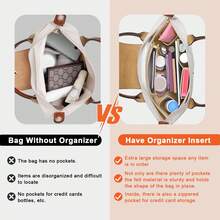 Le Pliage Champ 手提包专用毛毡内衬收纳袋，女士手提包收纳袋，9 个隔层，适合秋冬季用作背包收纳袋。 - 米色 - 查看 5