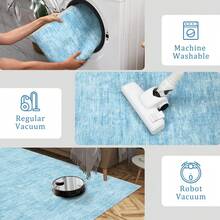 Modern, Machine-Washable Rug With Oil And Stain Resistance/Low Pile Backing, Soft And Foldable For Office/Bedroom/Dining Room Light Blue - Light Blue - View 10