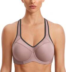 SYROKAN Women's Full Support High Impact Racerback Lightly Lined Underwire Sports Bra - Brick - View 7