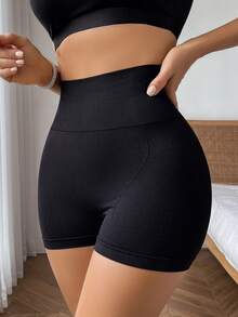 Women's Mid-Waist Seamless Tummy Control Shapewear, Breathable Athletic Casual Comfortable Boxer Briefs - Black - View 5