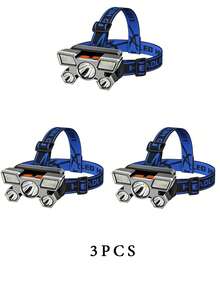 1pc Super Bright 5-Head Led Flashlight Fishing Headlight Hiking Light,Waterproof Rechargeable Long Distance Hanging Style Mining Lamp For Camping, Running, Fishing, Hiking, Reading, Outdoor Sports