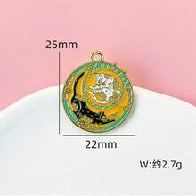 Sun And Moon Cat Charm For Jewelry Making, Enamel Necklace Earring Pendant, Diy Supplies Craft Accessories, Cat Animal Alloy Enamel Pendant Accessories Charms For Women, Key Chain/ Earrings/Necklace Pendant Handmade DIY Jewelry - Gold - View 8