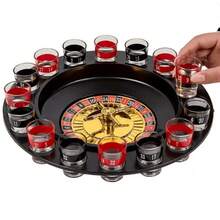 Mini Glass Roulette Wheel - Drinking Game Set, Adult Party Game (2 Balls And 16 Glasses), New Year Gift & Game, Valentine's Day Gift & Game