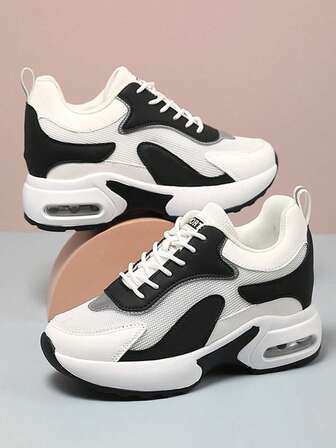 Chaussures de sport décontractées pour femmes, baskets de sport à plateforme lacées et blocs de couleurs pour l'extérieur, adaptées à toutes les saisons