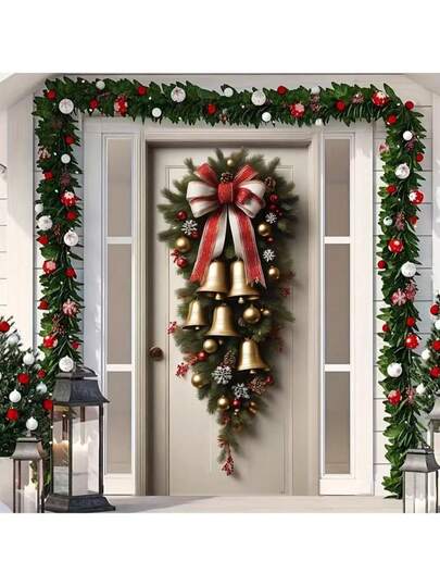 1pc 179.83x89.92cm Polyester Fiber Christmas Bell Welcoming Banner - Carnival Themed Holiday Decor For Home And Kitchen, Durable Party Banner Suitable For Christmas, New Year, General Use