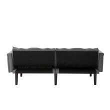 Sofa Bed With Bed Function, Adjustable Angle, Gold Legs, With Pillows And Side Storage Pockets - Antique Gray + Foam + 2 Seat - View 11