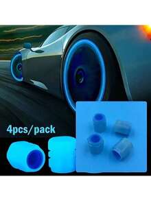 4 Stücke Leuchtkraft Reifenventilkappen - UV/Schwarzlicht aktiviert, robustes ABS mit leuchtender Spitze, passend für Auto, LKW, Motorrad, Fahrrad - Neongrün, Blau, Pink, Gelb, Rot, Lila, Cyan, Magenta - Radkreide/Ventilschaft - ideal für Nachtfahrten und Bedingungen mit wenig Licht - einfache Montage, sicherer Sitz - Mehrfarbig - Übersicht 7