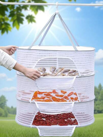 1pc White, Black, And Green Multifunctional Vegetable Drying Net For Home Use, Fish Drying, Fly Prevention, Drying Sweet Potatoes, Sweet Potatoes, Radishes, Chili Peppers, Balcony Drying, Dry Goods Net For Drying Things