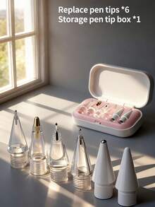 升级版 6 支装 Apple Pencil 笔尖替换装，带透明收纳盒，不易磨损，笔尖纤细精准，金属材质，兼容 Apple Pencil 第一代/第二代/USB-C/iPad Pro Pencil
