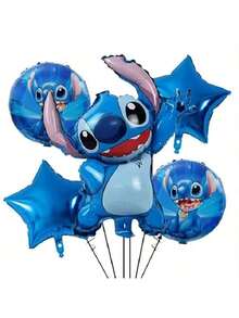 71件套蓝色史迪奇生日快乐气球套装，适用于家庭生日派对气球装饰、主题派对用品、母亲节和毕业典礼。