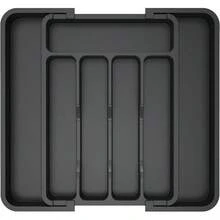 Silverware Drawer Organizer, Expandable Utensil Tray Kitchen, Flatware And Cutlery Holder, Adjustable Plastic Storage Spoons Forks Knives, 8.5 Inch - 14.1 Inchx 12.1 Inch, Black - 黑色 + 中號(8.5-14 英寸寬 x 12 英寸深) - 查看 2