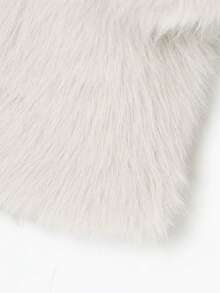 山茶花新款秋冬仿狐狸毛领时尚短外套，青春洋溢的人造毛皮效果 - 米色 - 查看 11