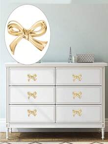 6/4/2/1pc Metal Bowknot Drawer Cabinet Door Wardrobe Wine Cabinet Shoe Cabinet Cupboard Bookshelf Pull Handle, Screw Fixed, Suitable For Multiple Seasons Including Halloween, Christmas - Gold - View 10